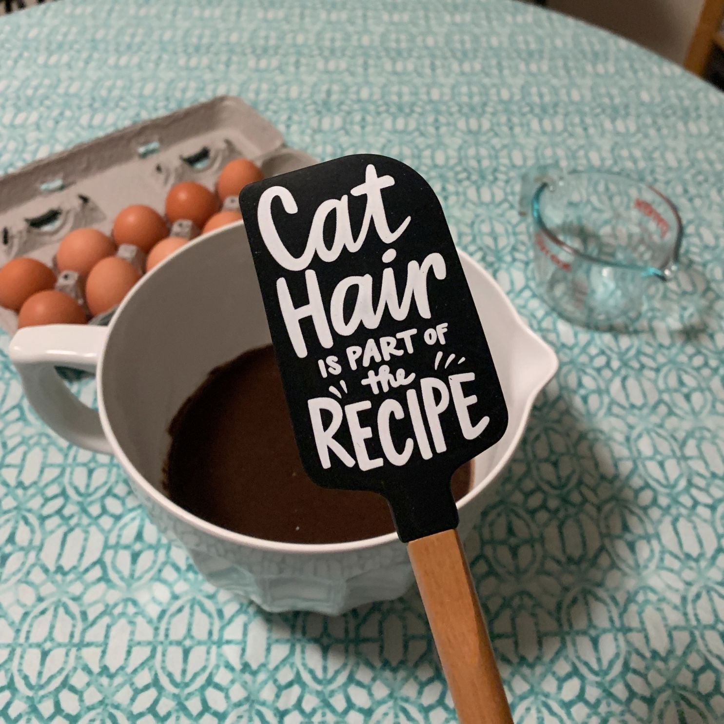 Cat Hair Is Part of The Recipe Spatula With A Wooden Handle