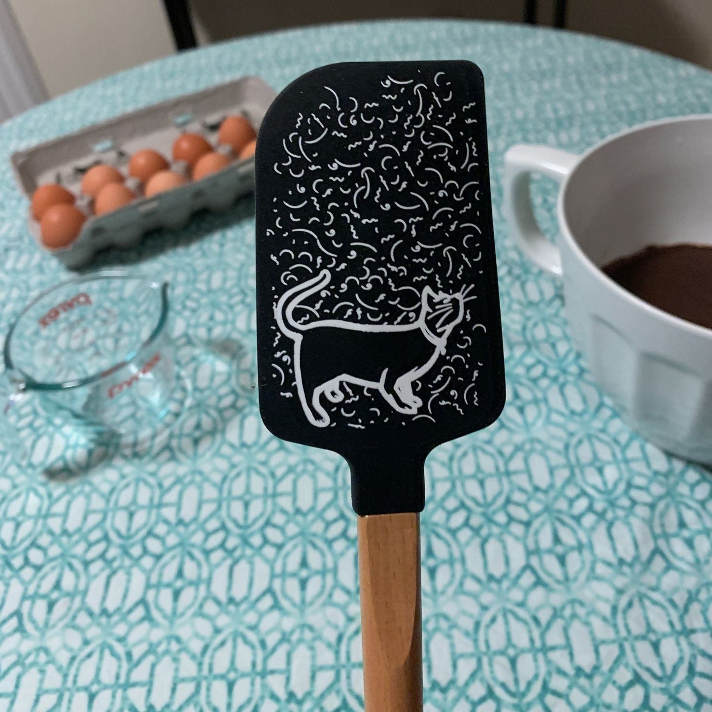 Cat Hair Is Part of The Recipe Spatula With A Wooden Handle