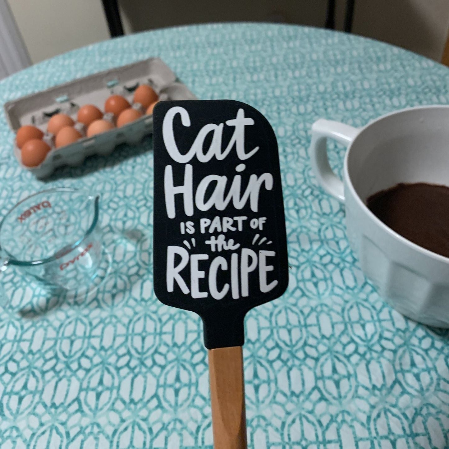 Cat Hair Is Part of The Recipe Spatula With A Wooden Handle