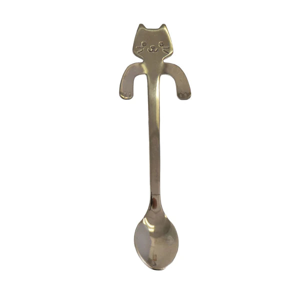 Cat Hanging Tea Spoon in Gold Silver or Black | Stainless Steel Coffee & Tea Spoon for Cat Lovers | 4.5"