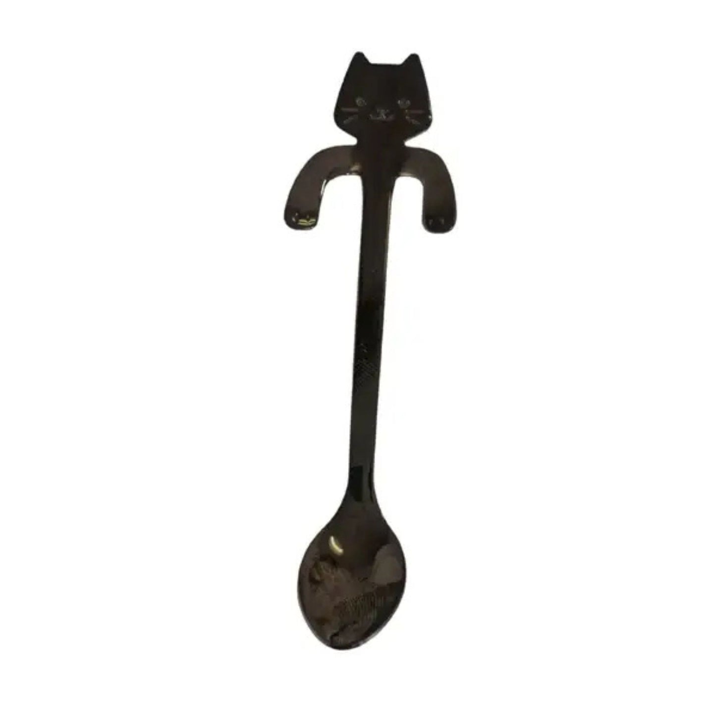 Cat Hanging Tea Spoon in Gold Silver or Black | Stainless Steel Coffee & Tea Spoon for Cat Lovers | 4.5"