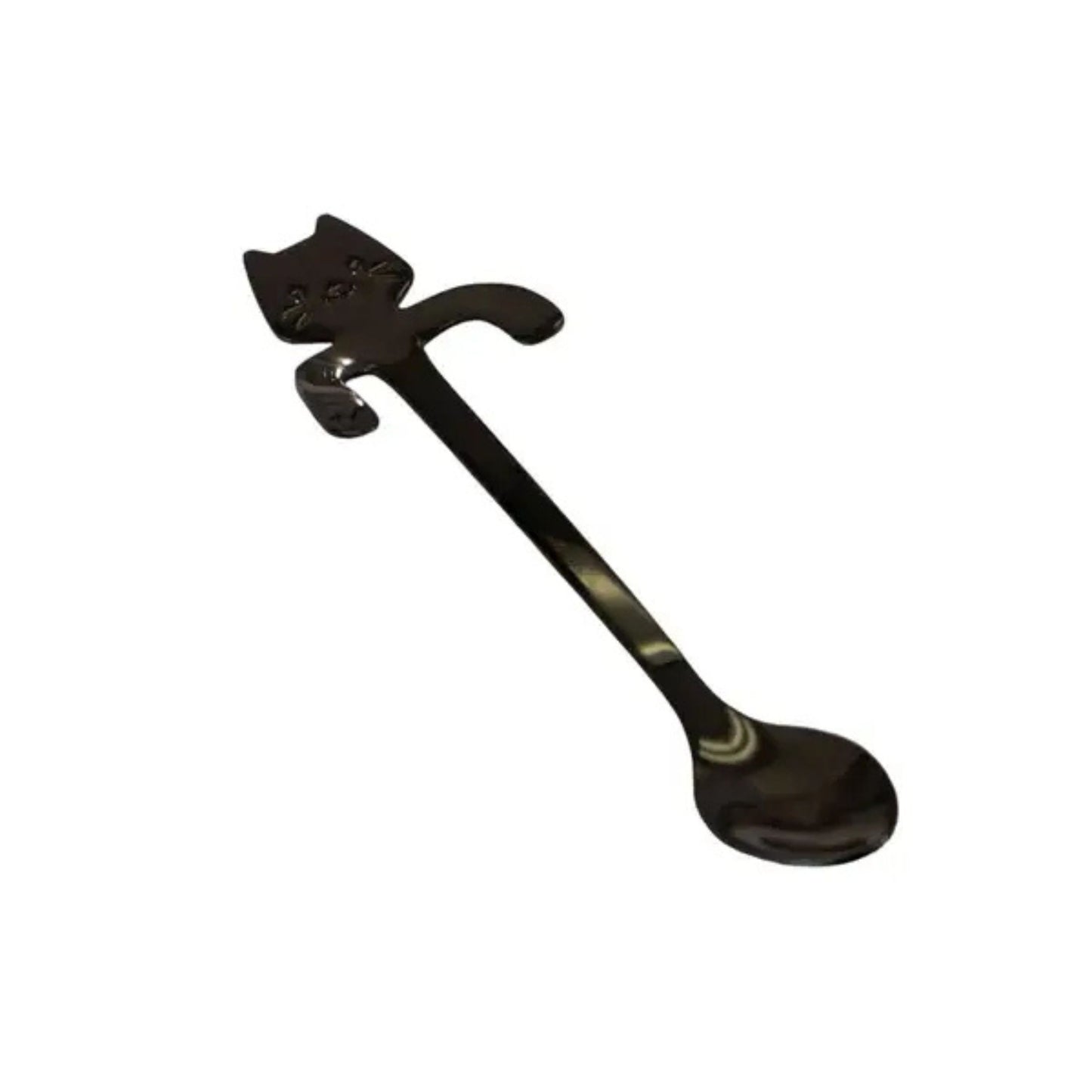 Cat Hanging Tea Spoon in Gold Silver or Black | Stainless Steel Coffee & Tea Spoon for Cat Lovers | 4.5"