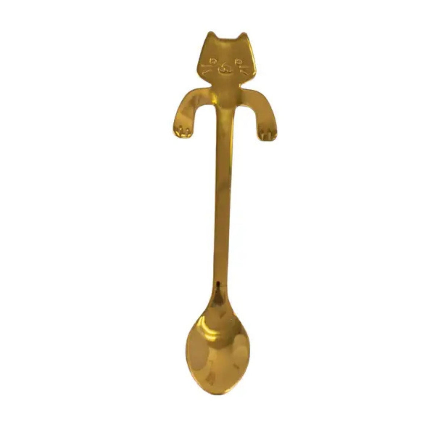 Cat Hanging Tea Spoon in Gold Silver or Black | Stainless Steel Coffee & Tea Spoon for Cat Lovers | 4.5"