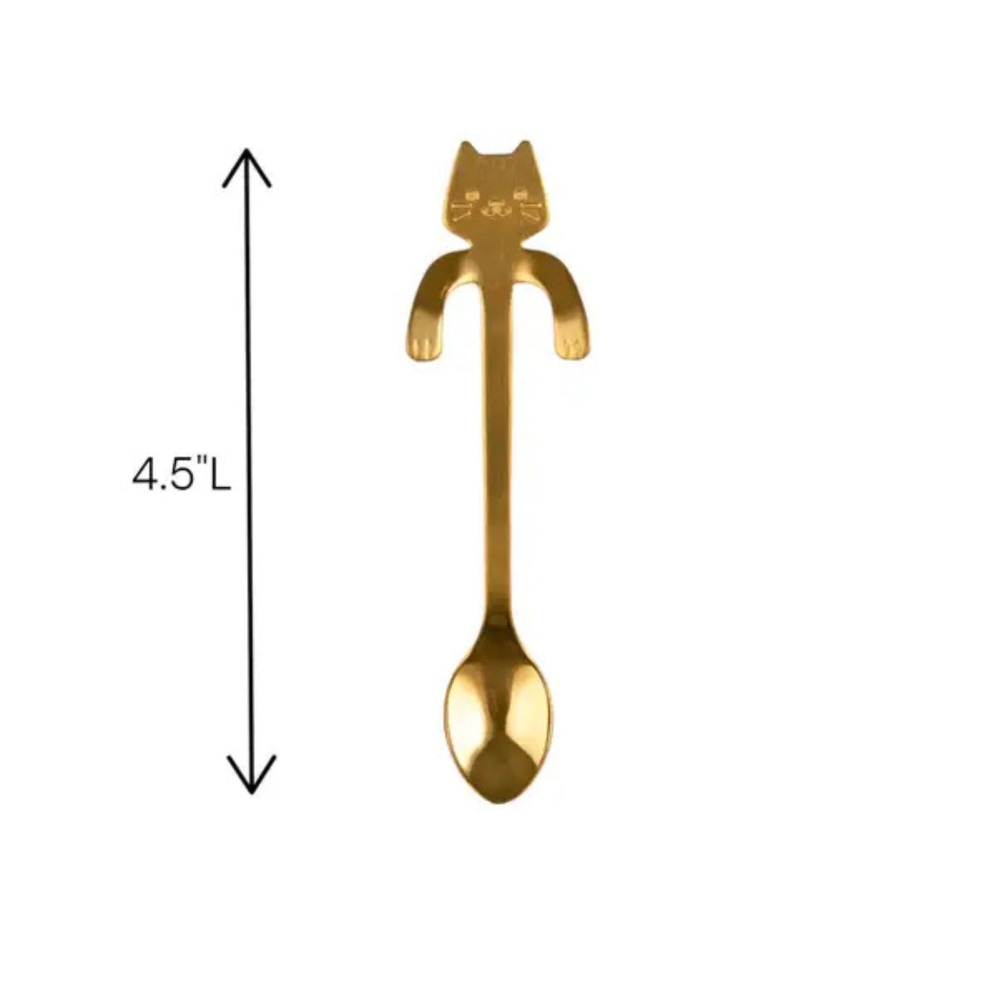 Cat Hanging Tea Spoon in Gold Silver or Black | Stainless Steel Coffee & Tea Spoon for Cat Lovers | 4.5"