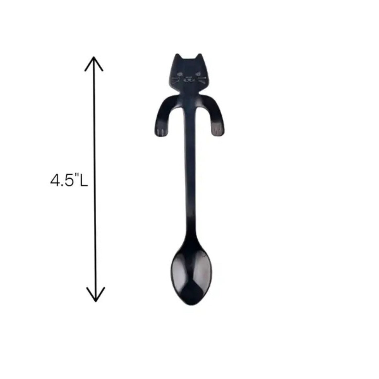 Cat Hanging Tea Spoon in Gold Silver or Black | Stainless Steel Coffee & Tea Spoon for Cat Lovers | 4.5"