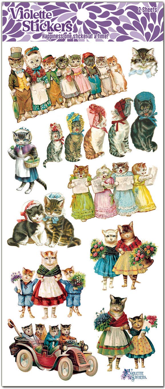 Cat Sing-a-long Stickers | 4" x 4" Stickers | 2 Sheets