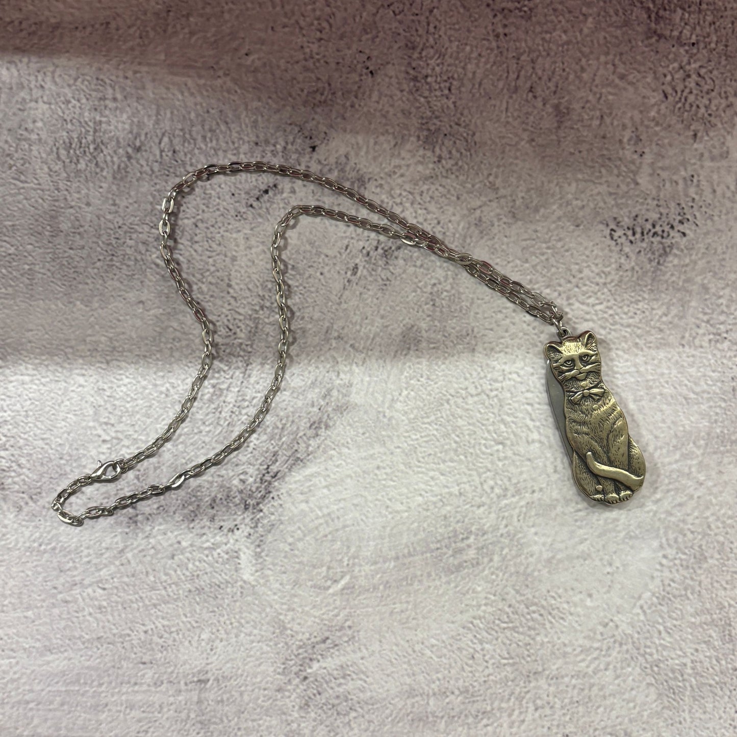 Cat Switchblade Necklace | Vintage Cat Knife Pendant