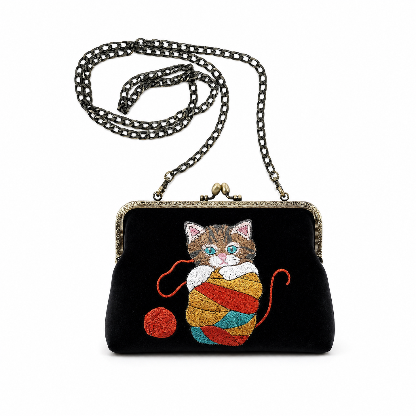 Cat in Yarn Kisslock Bag in Linen Blend-COMECO INC-The Bullish Store