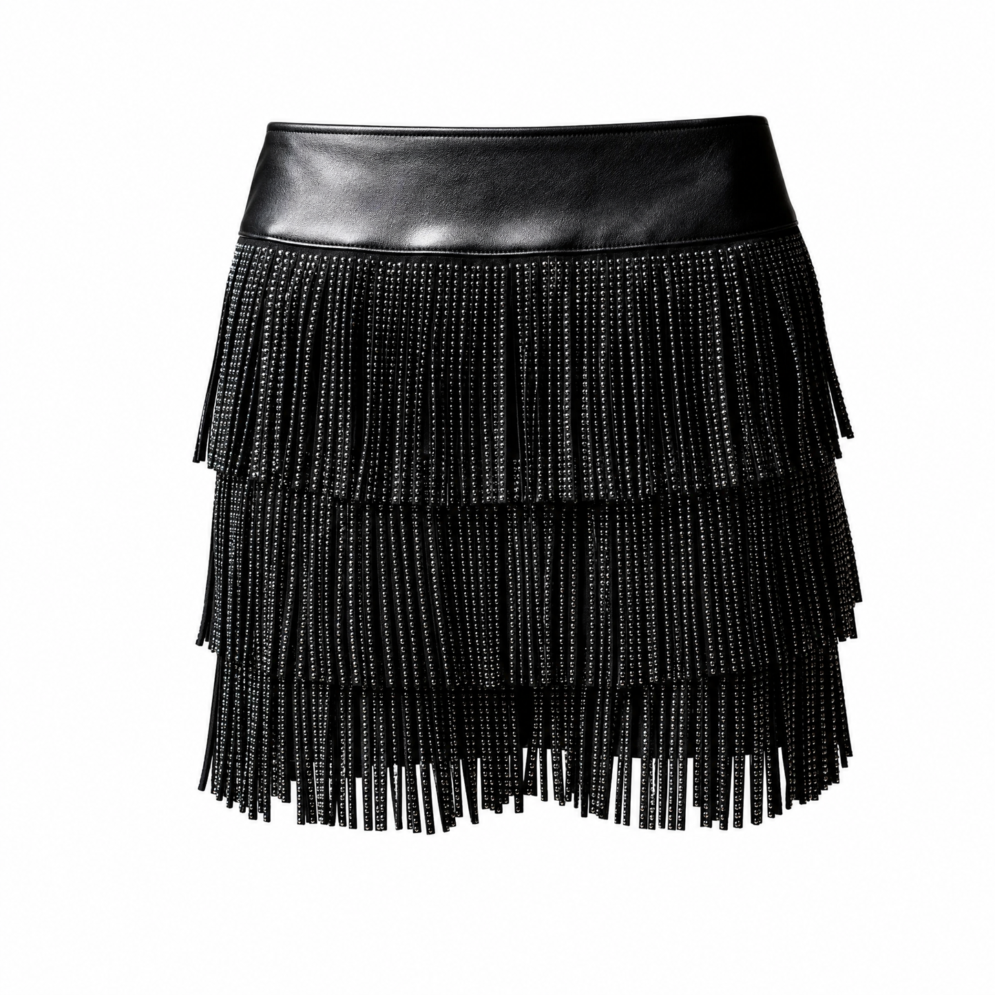 Catalena Fringe Rhinestone Skort Miniskirt Shorts in Black [Available in SM-L]