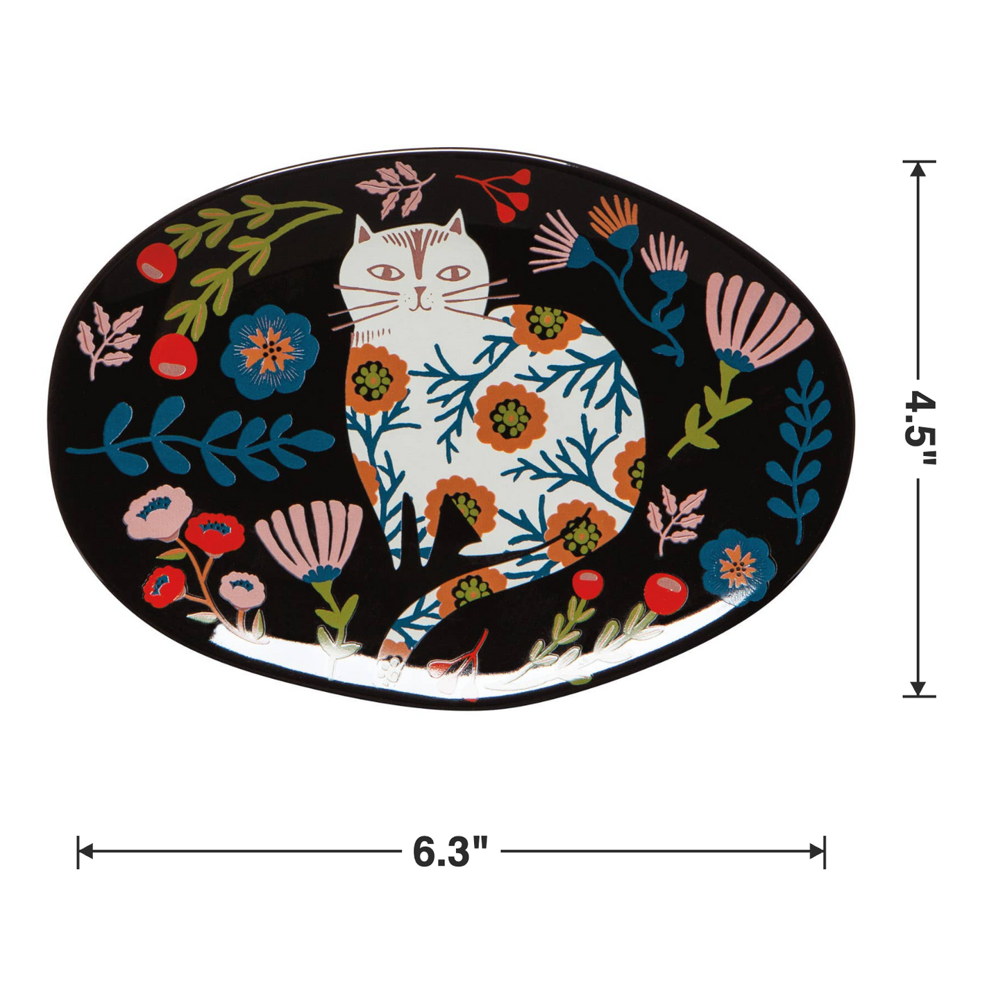 Catbloom Trinket Tray in Colorful Oval Stoneware