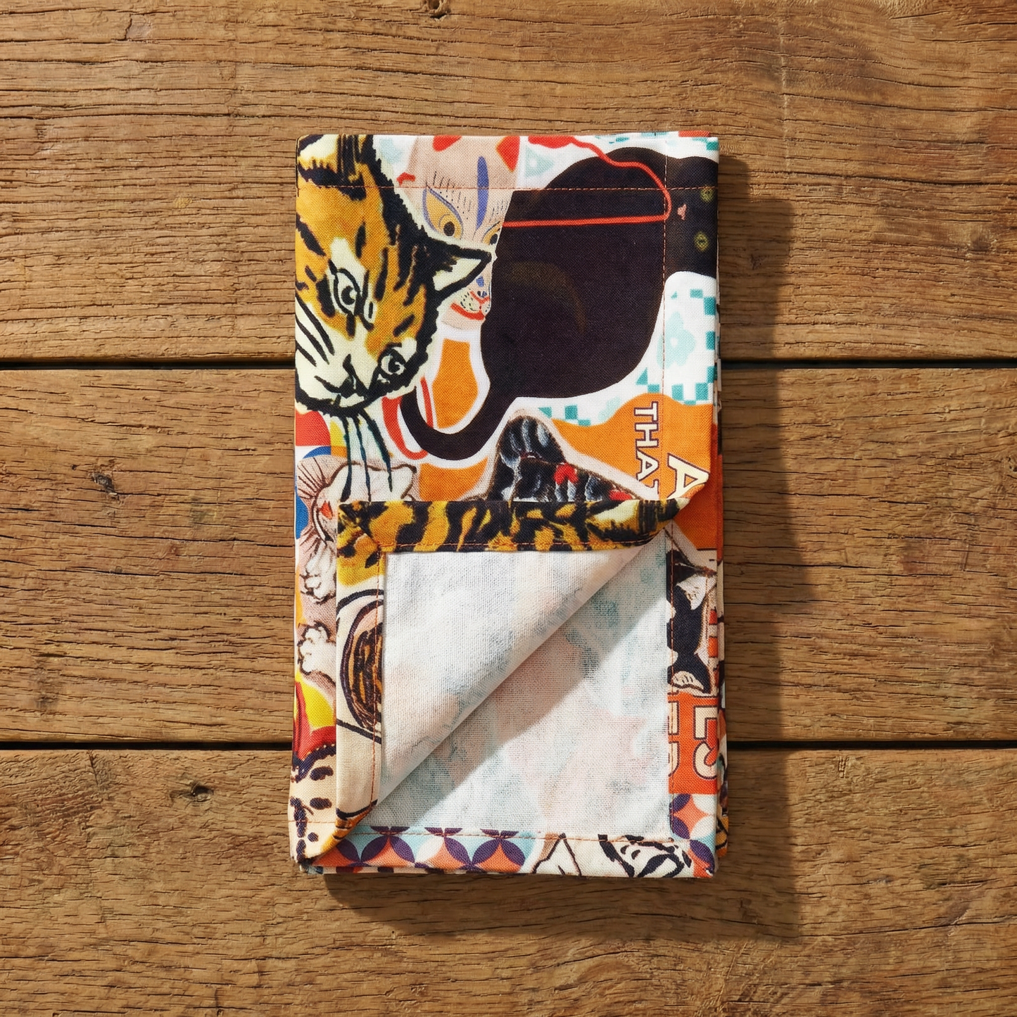 Cats Collage Cloth Napkins Set of 4 | Vintage Style Cotton Cat Print Napkins | 18" x 18"