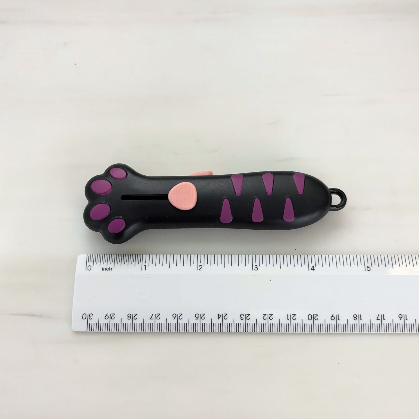 Cat's Paw Box Cutter Keychain | Retractable Blade | 4.6" | Pink & Purple