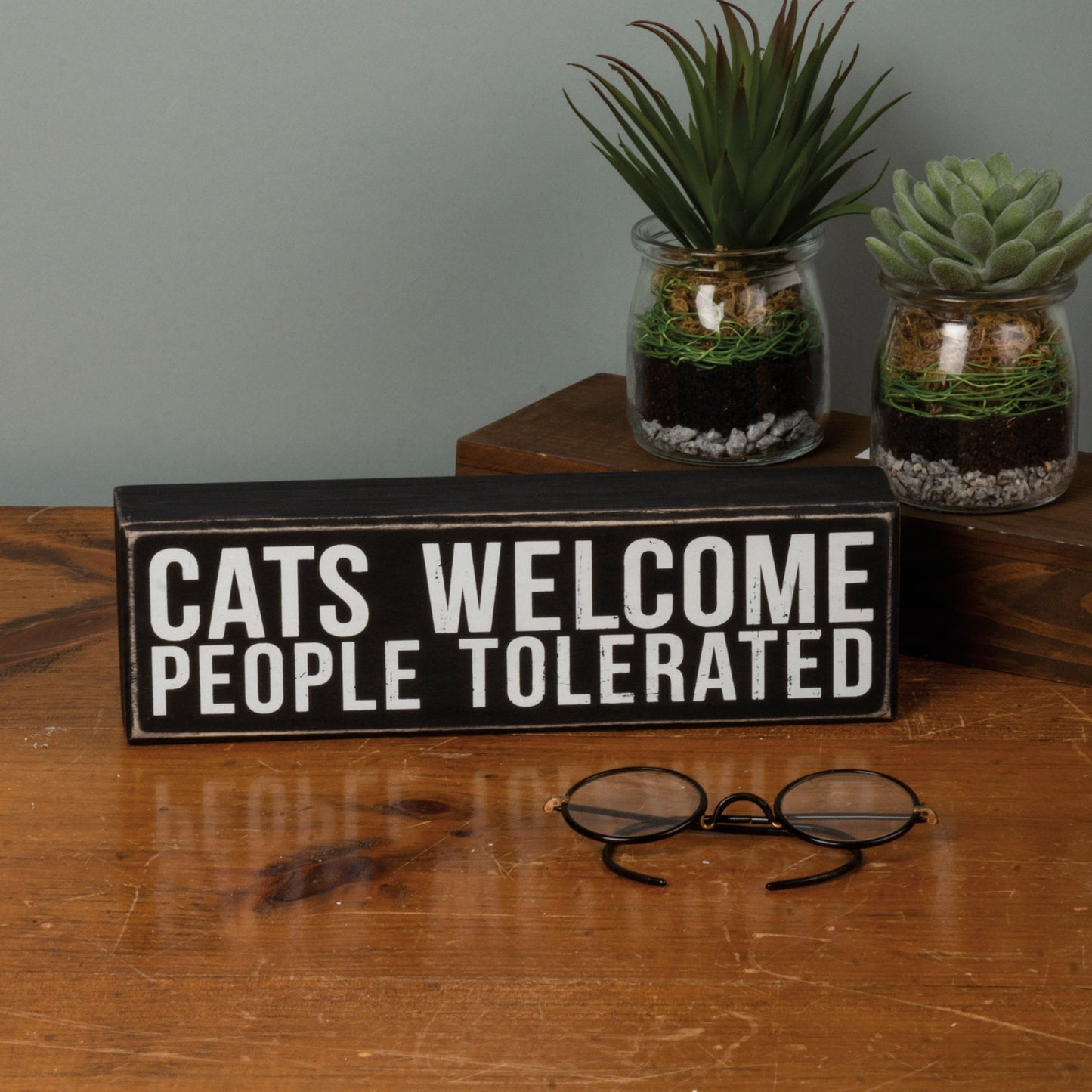 Cats Welcome Wooden Box Sign, Funny/Rustic/Modern Quote Wall Art, Living/Dining/Bedroom, Cute Farmhouse Decor