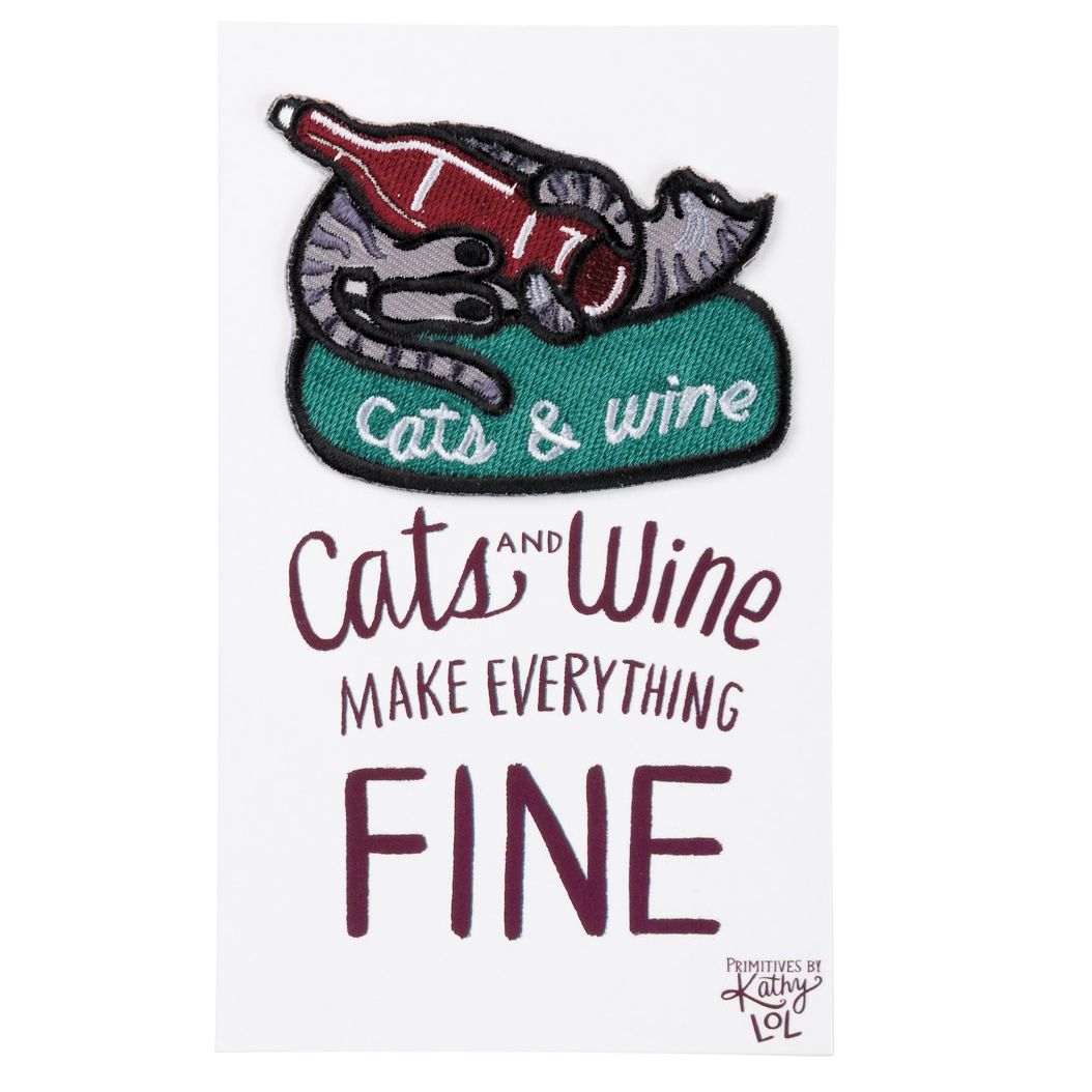 Cats and Wine Make Everything Fine No-Sew Adhesive Patch