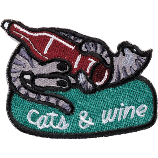 Cats and Wine Make Everything Fine No-Sew Adhesive Patch