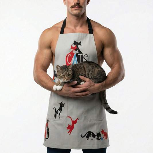 Cats. Slightly Obsessed With Them Funny Cooking and BBQ Apron Unisex 2 Pockets Adjustable Strap 100% Cotton | BlueQ at GetBullish
