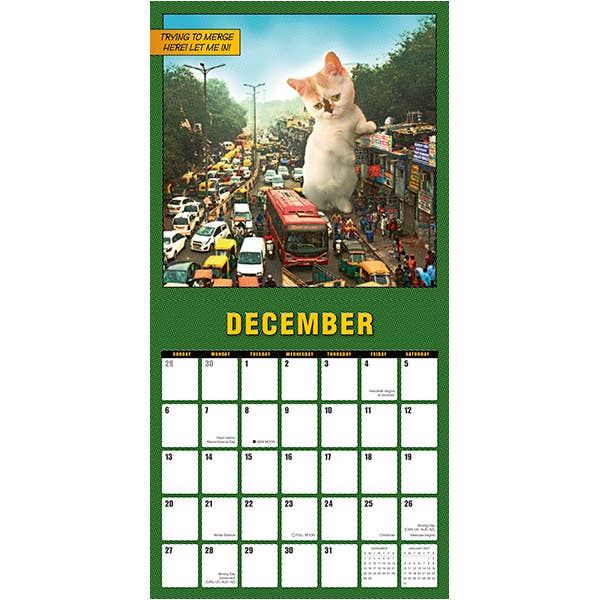 Catzilla 2026 Wall Calendar | Funny Cats Calendar Poster | 12'' x 12''