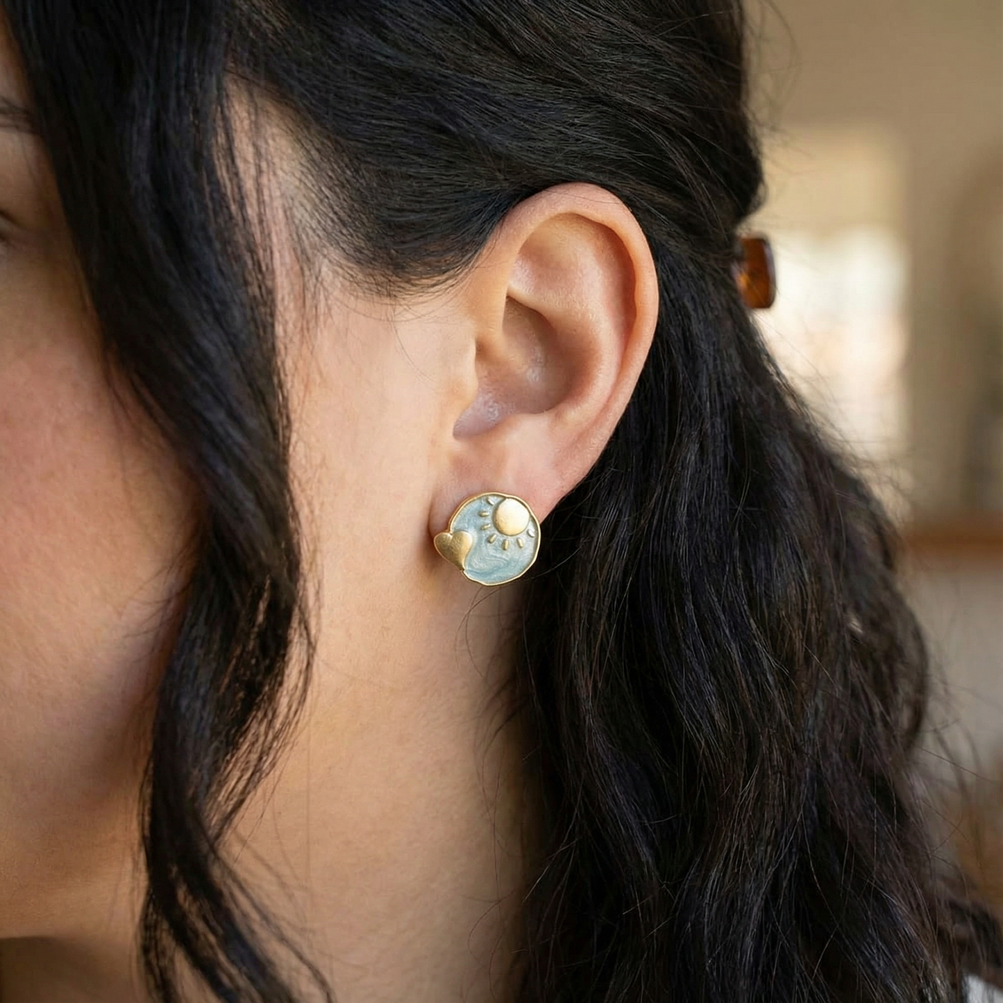 Celestial Blues Gold Post Earrings