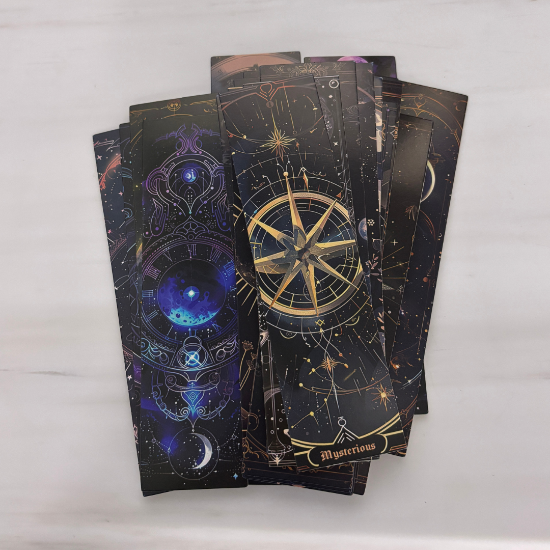 Celestial Tarot Bookmark Set of 30 | Moon & Occult Art Cardboard Bookmarks, Assorted