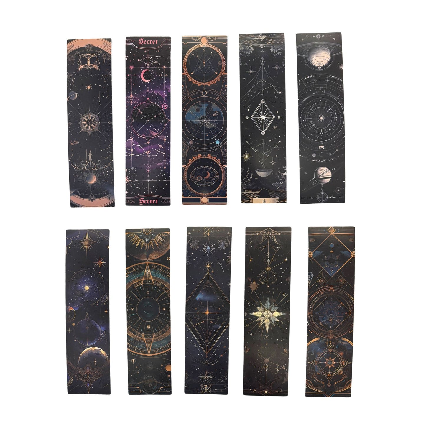 Celestial Tarot Bookmark Set of 30 | Moon & Occult Art Cardboard Bookmarks, Assorted