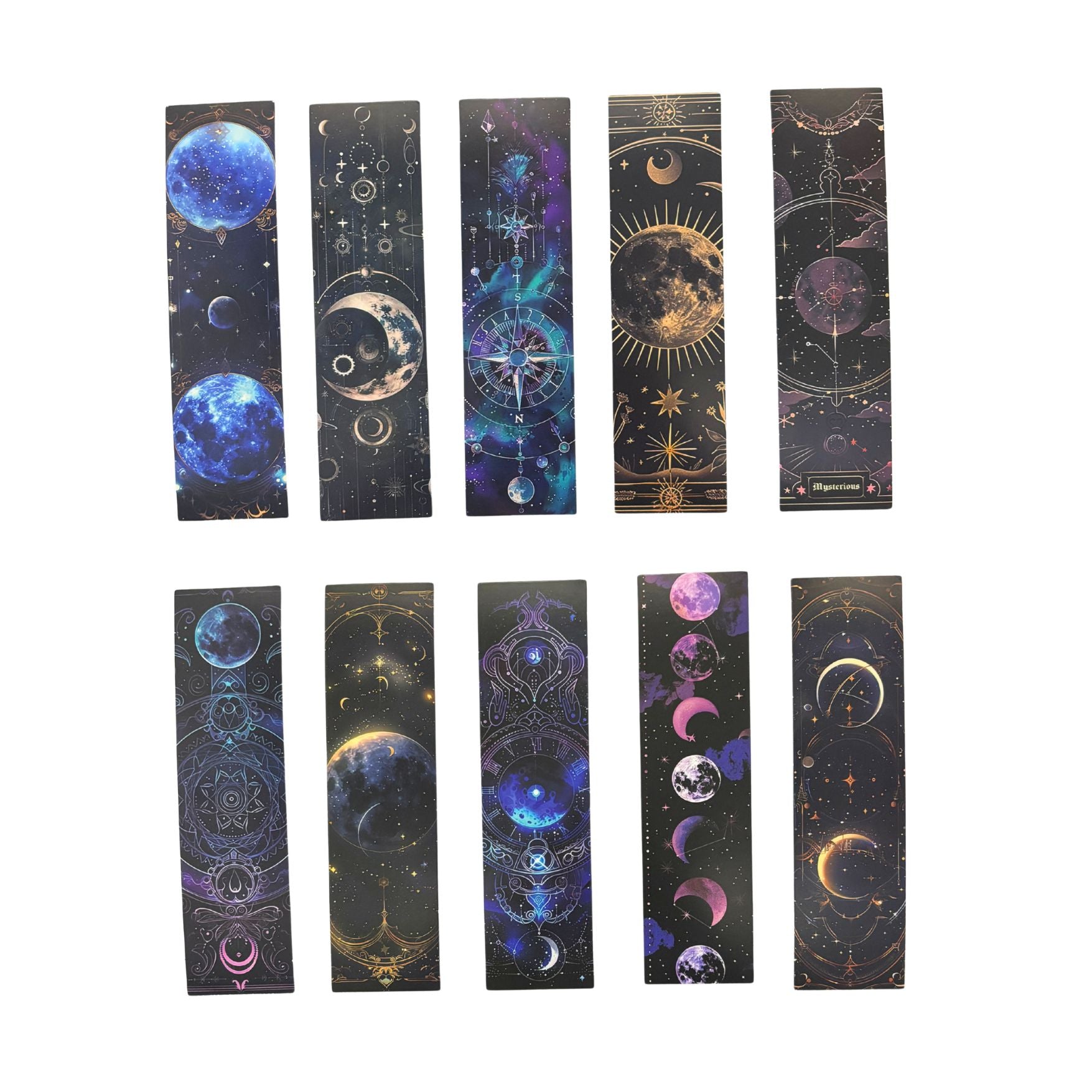 Celestial Tarot Bookmark Set of 30 | Moon & Occult Art Cardboard Bookmarks, Assorted