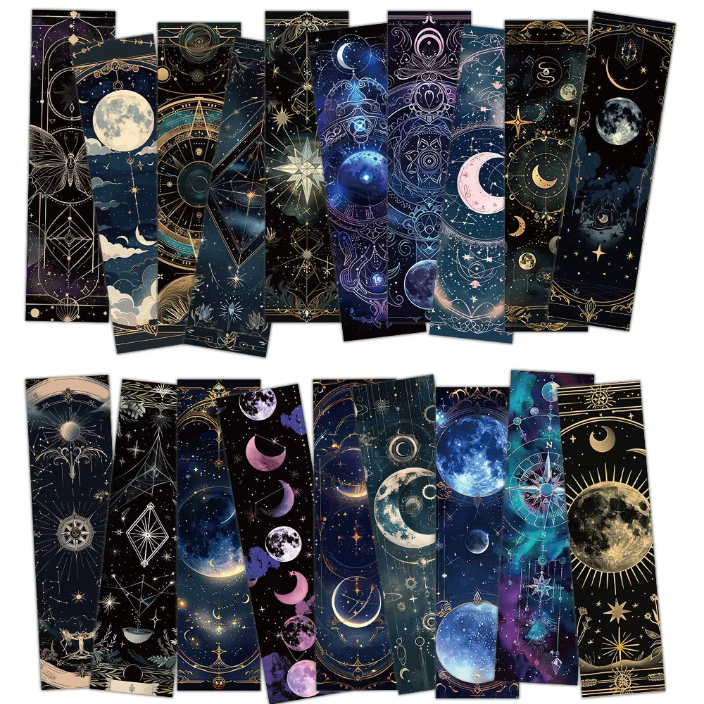 Celestial Tarot Bookmark Set of 30 | Moon & Occult Art Cardboard Bookmarks, Assorted