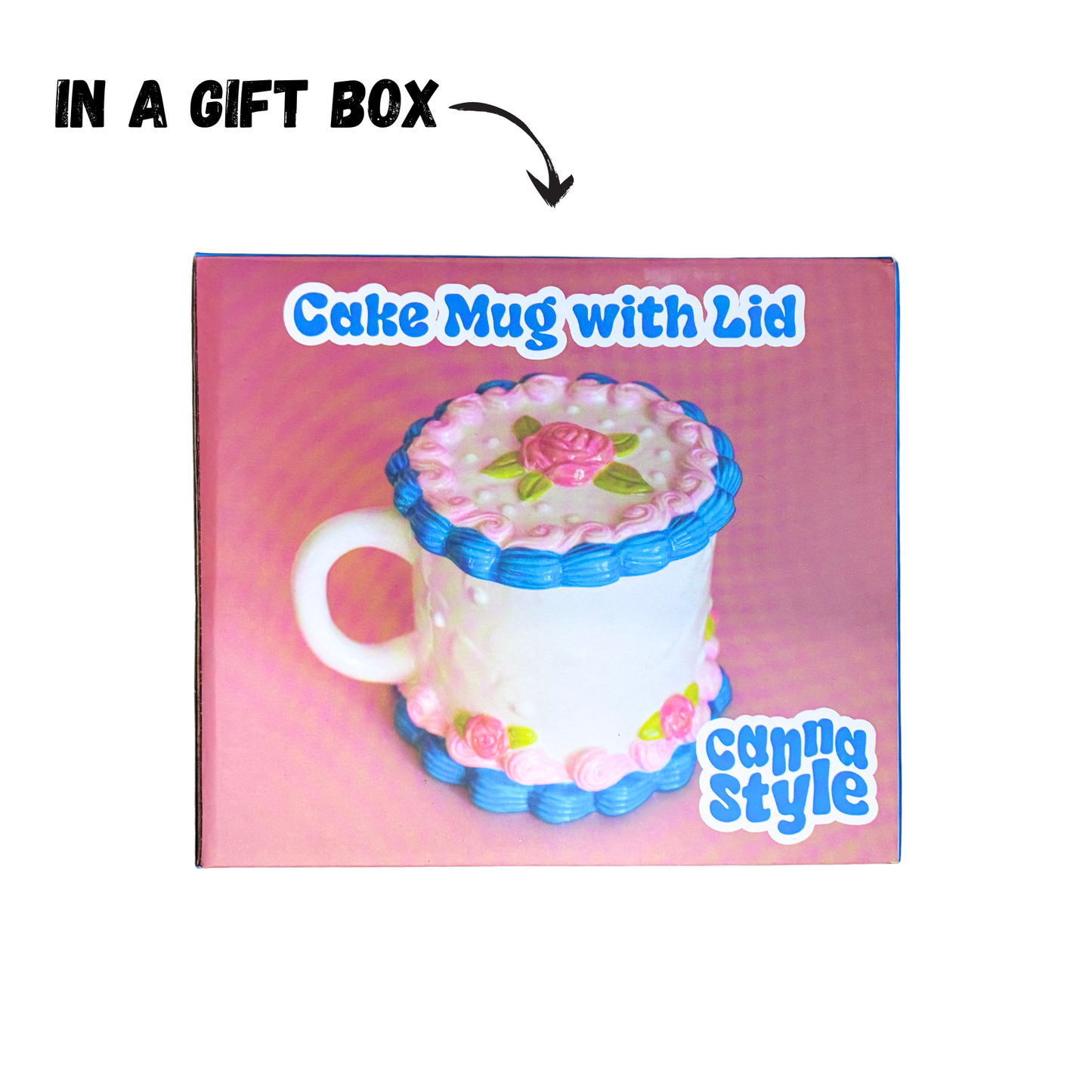 Ceramic Cake Mug With Lid | Graphic Coffee Tea Cup - The Perfect Birthday Gift That Looks Like Real Cake!