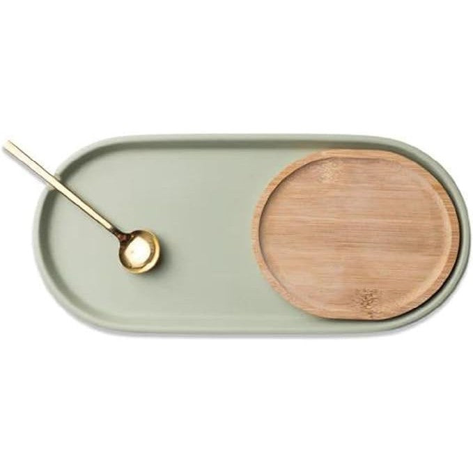 Ceramic and Bamboo Cool Nesting Tray | Decorative Serving Tray