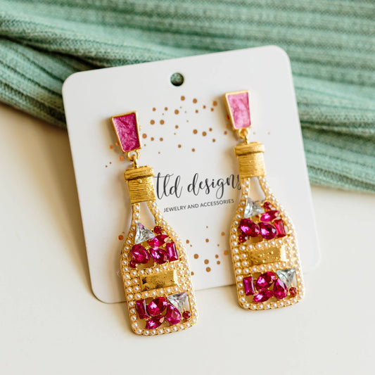 Champagne Bottles Dangle Earrings