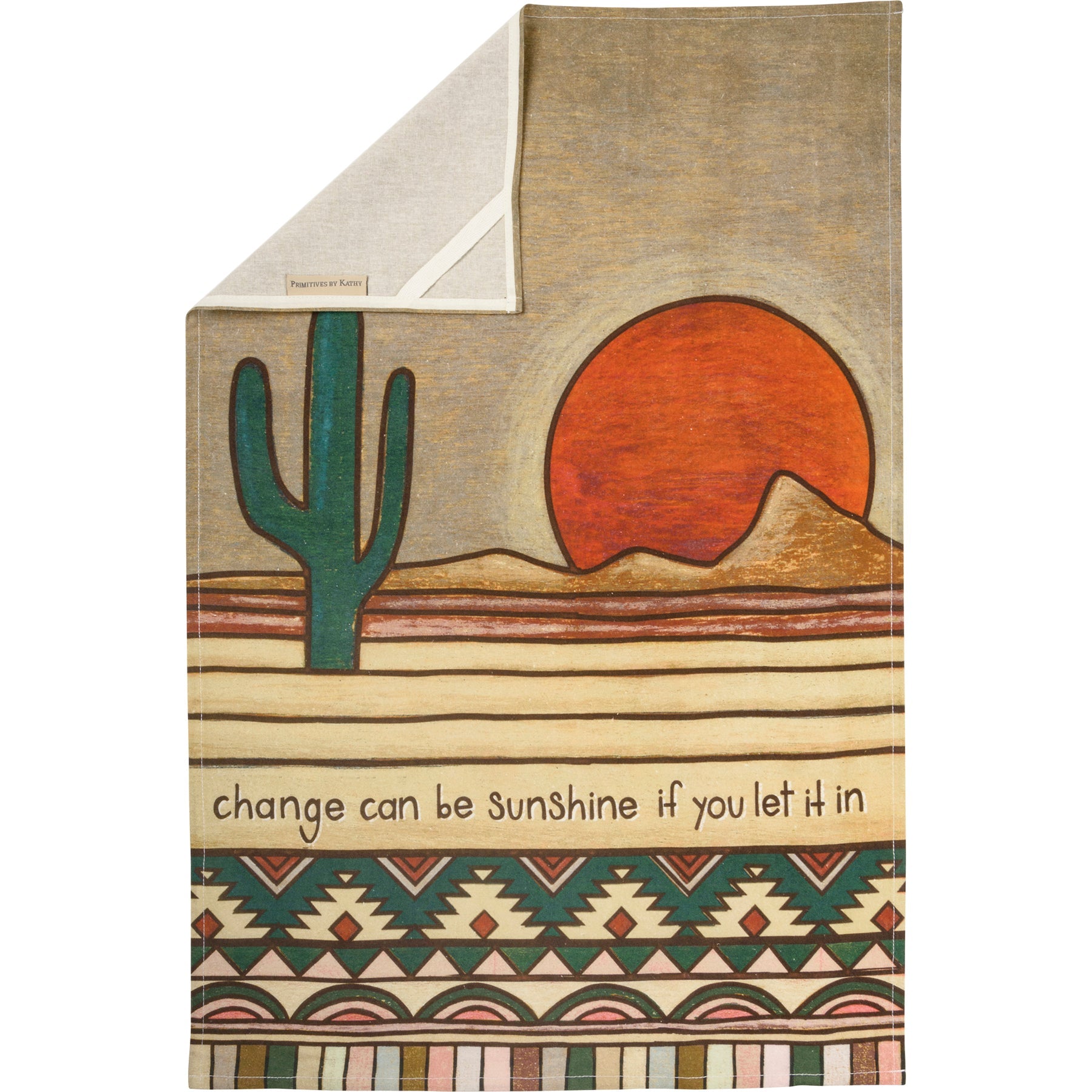 Change Can Be Sunshine If You Let It In Kitchen Towel | Woodburned Desert Hand Tea Dish Cloth | 18" x 28"