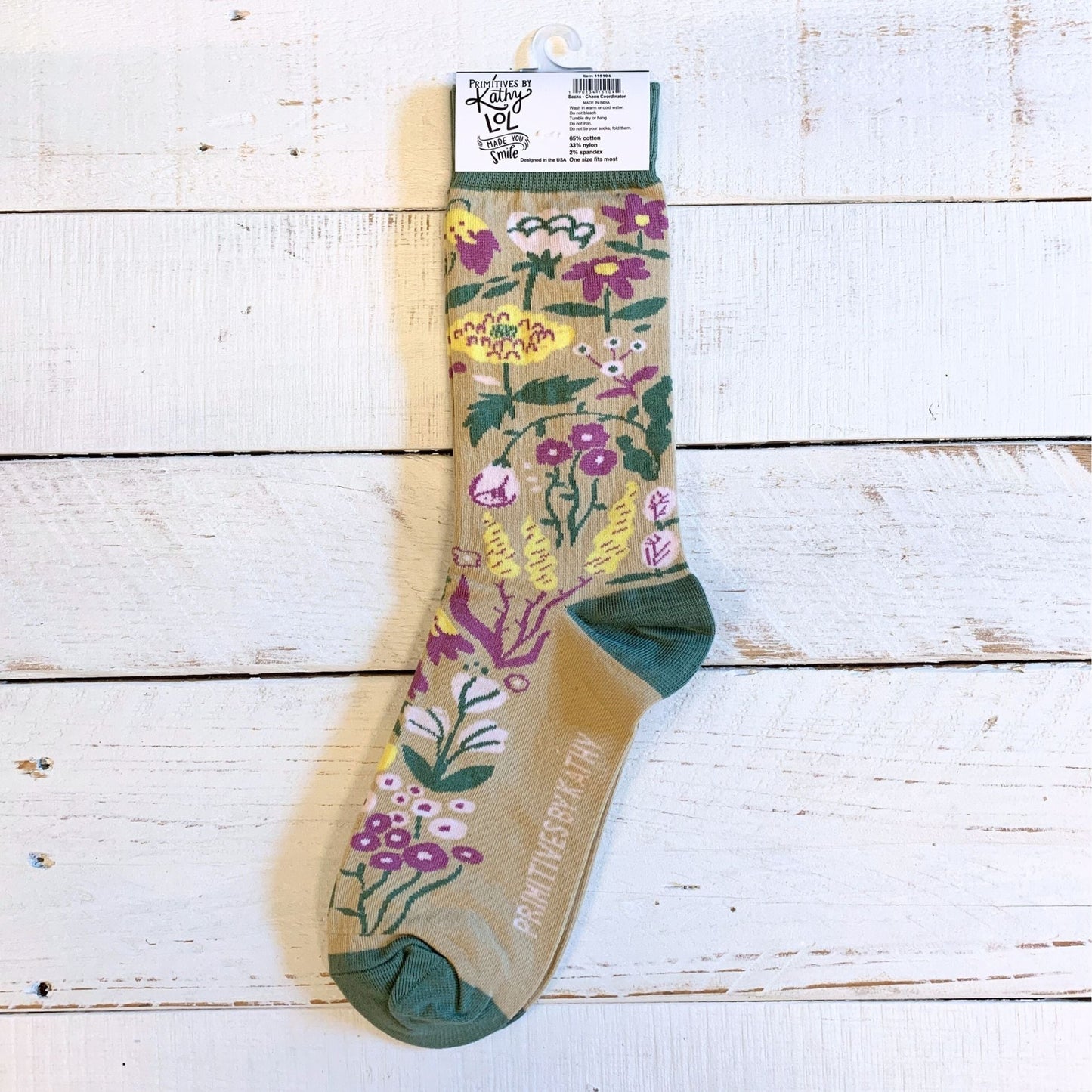 Chaos Coordinator Funny Socks in Green and Floral | Gift for Her