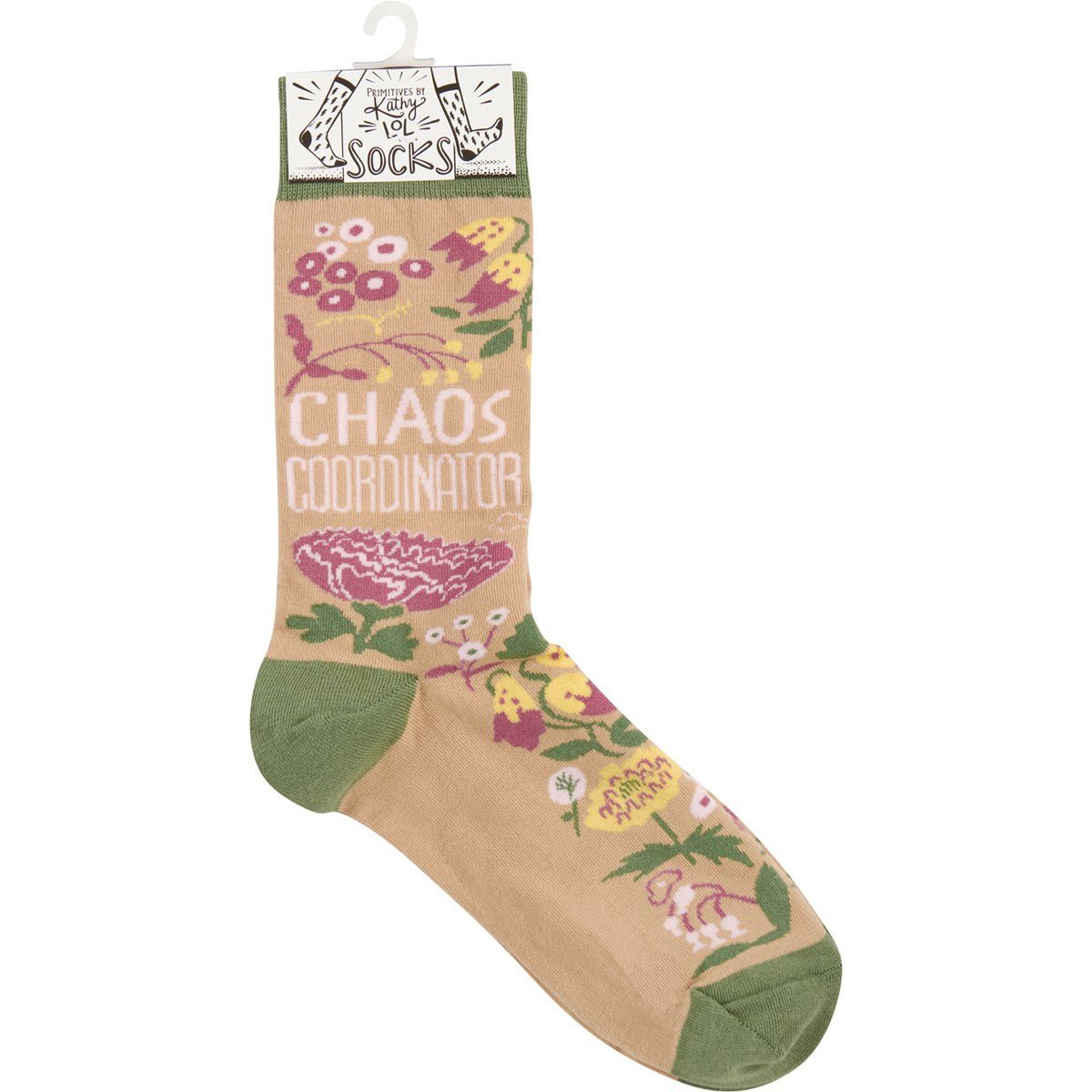 Chaos Coordinator Funny Socks in Green and Floral | Gift for Her