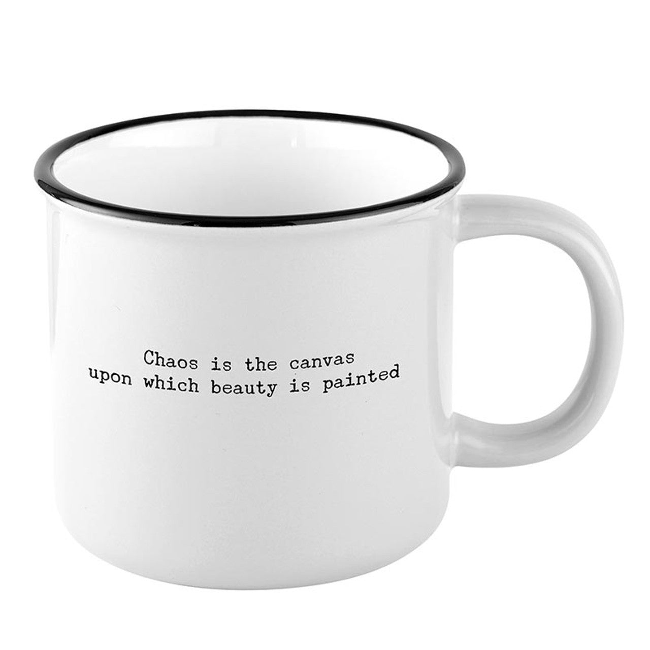 Chaos is the Canvas Mug & Sock Gift Set in Black and White