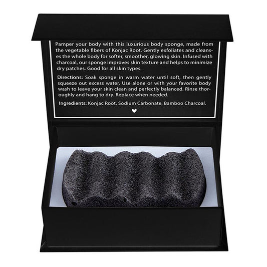 Charcoal Konjac Body Sponge | All-Natural Scrub Sponge Detoxify Exfoliate Skin