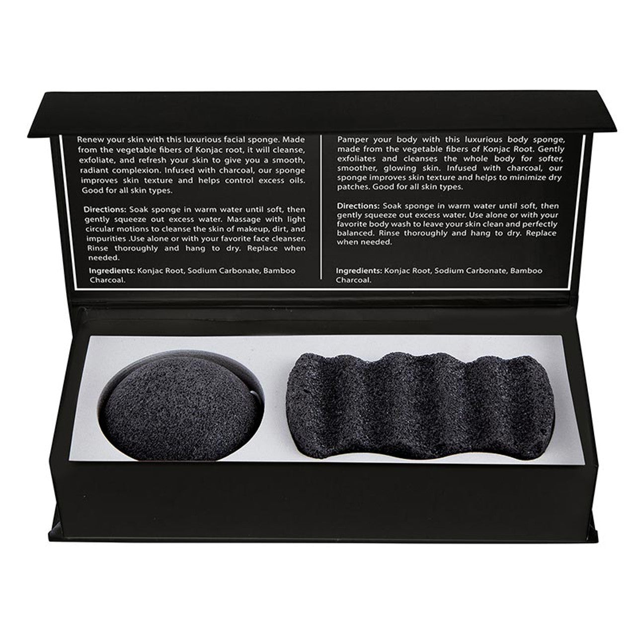 Charcoal Konjac Sponge Set | Detoxify Exfoliate Skin Care