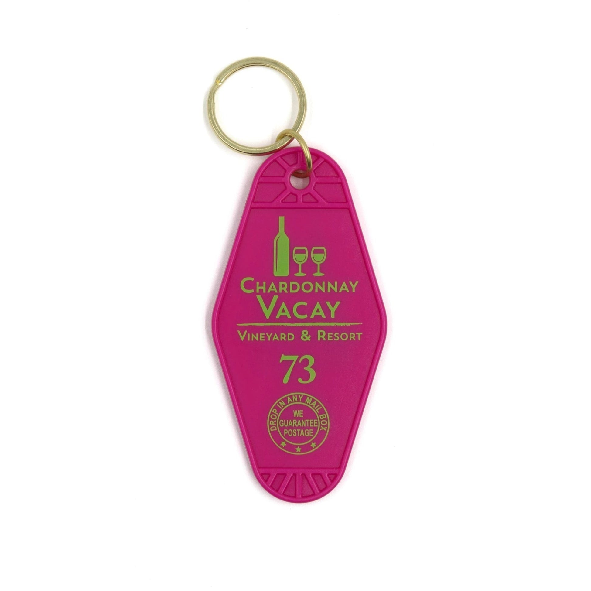 Chardonnay Vacay Motel Style Keychain in Pink