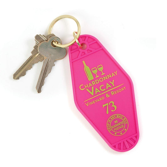 Chardonnay Vacay Motel Style Keychain in Pink