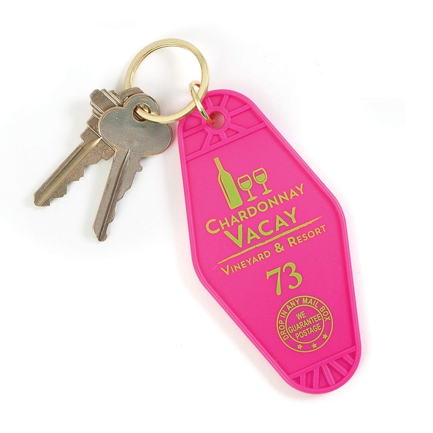 Chardonnay Vacay Motel Style Keychain in Pink