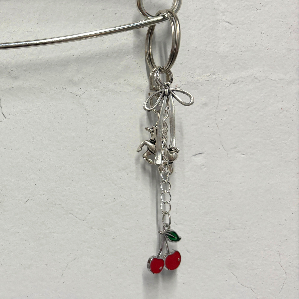 Charmed Safety Pin Hair Clip | Cherry Coquette | 5" Silver | Handmade