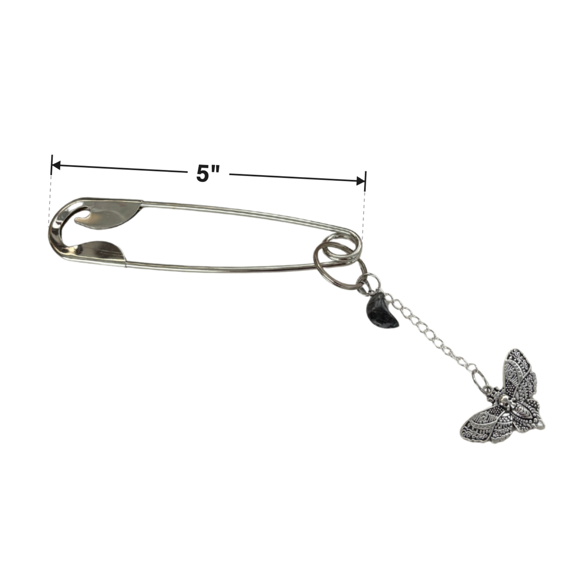 Charmed Safety Pin Hair Clip | Luna Moth + Moon | Handmade | GetBullish