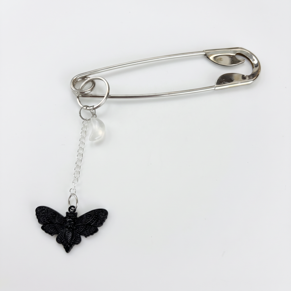 Charmed Safety Pin Hair Clip | Luna Moth + Moon | Handmade | GetBullish
