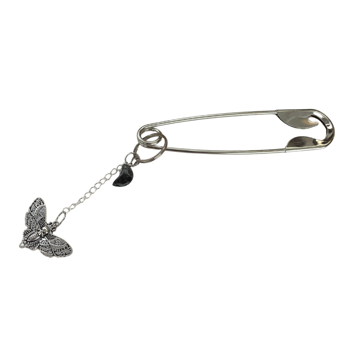 Charmed Safety Pin Hair Clip | Luna Moth + Moon | Handmade | GetBullish