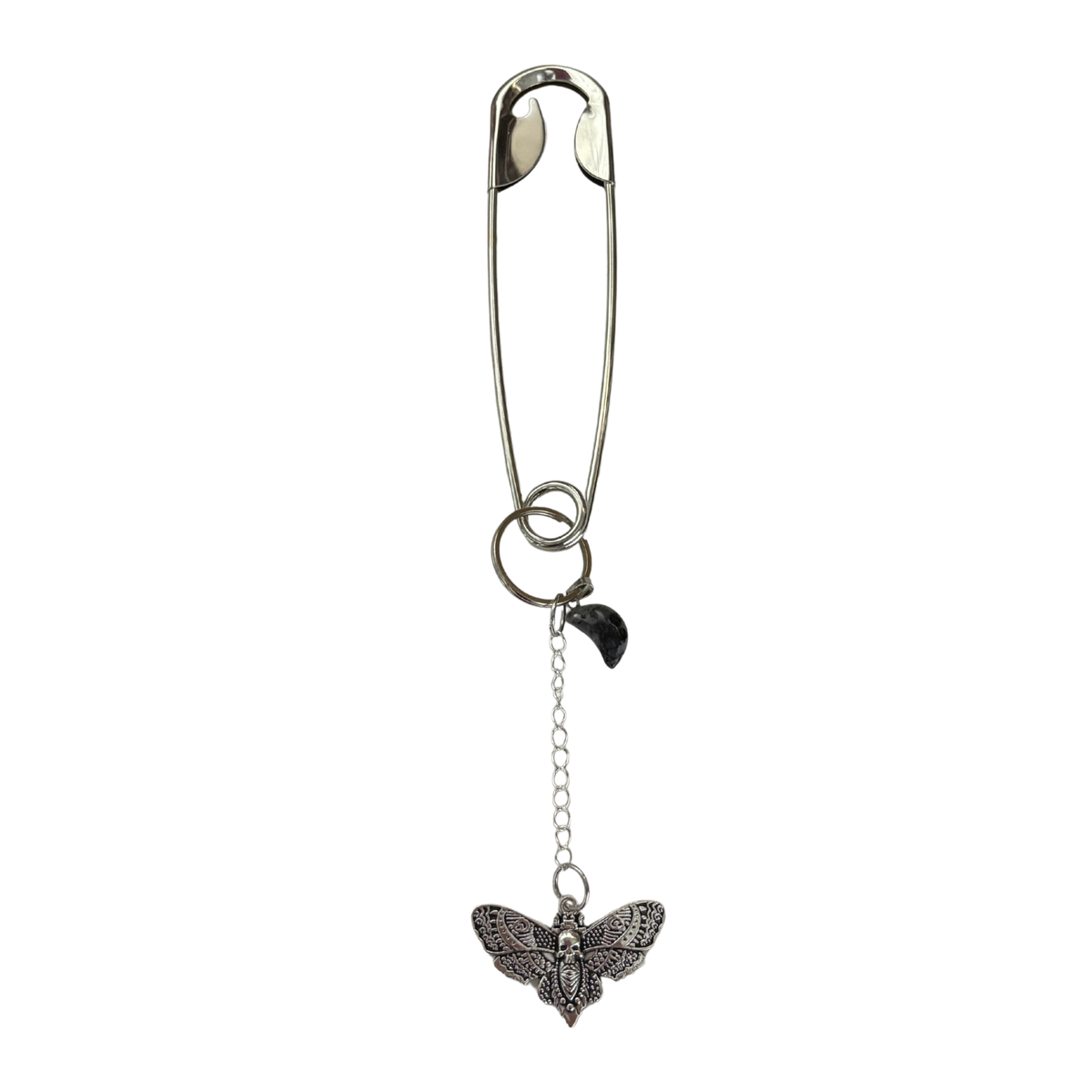 Charmed Safety Pin Hair Clip | Luna Moth + Moon | Handmade | GetBullish