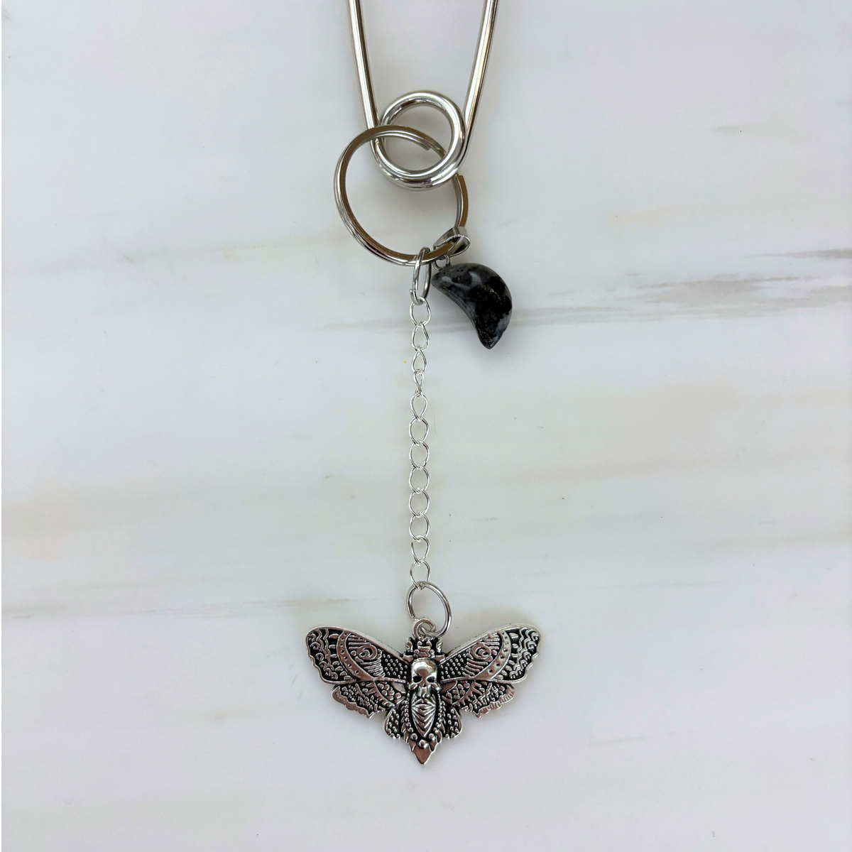 Charmed Safety Pin Hair Clip | Luna Moth + Moon | Handmade | GetBullish
