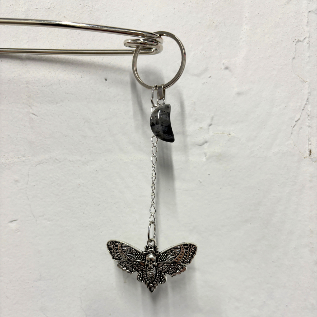 Charmed Safety Pin Hair Clip | Luna Moth + Moon | Handmade | GetBullish