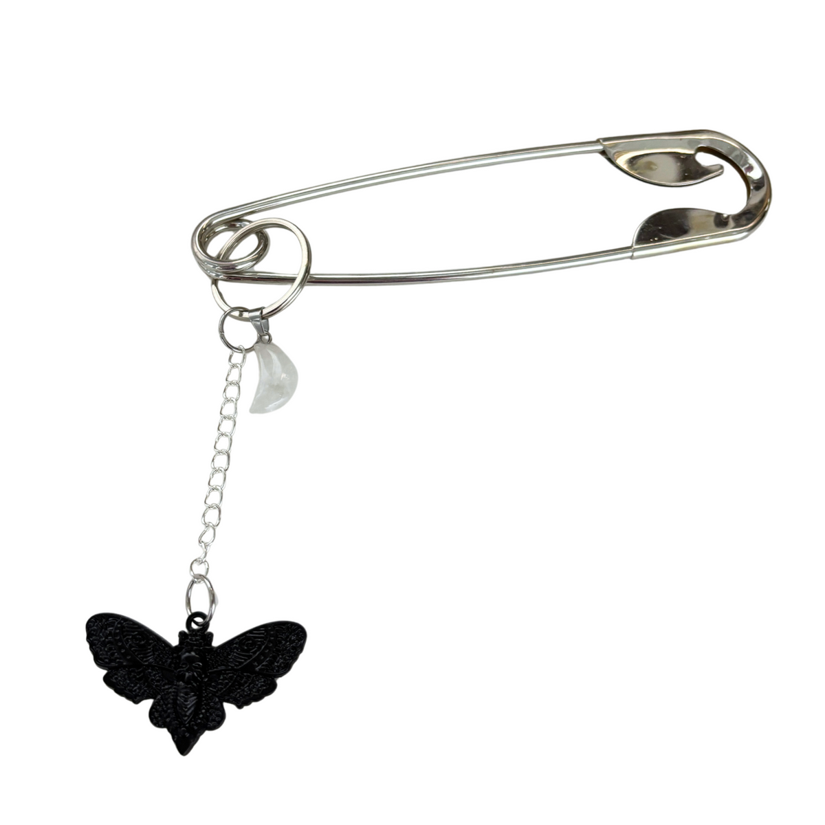 Charmed Safety Pin Hair Clip | Luna Moth + Moon | Handmade | GetBullish