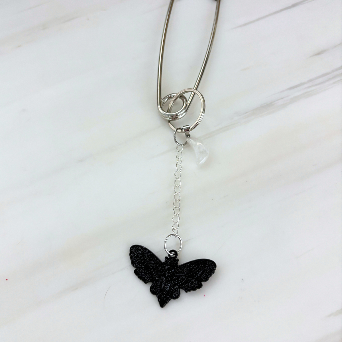 Charmed Safety Pin Hair Clip | Luna Moth + Moon | Handmade | GetBullish