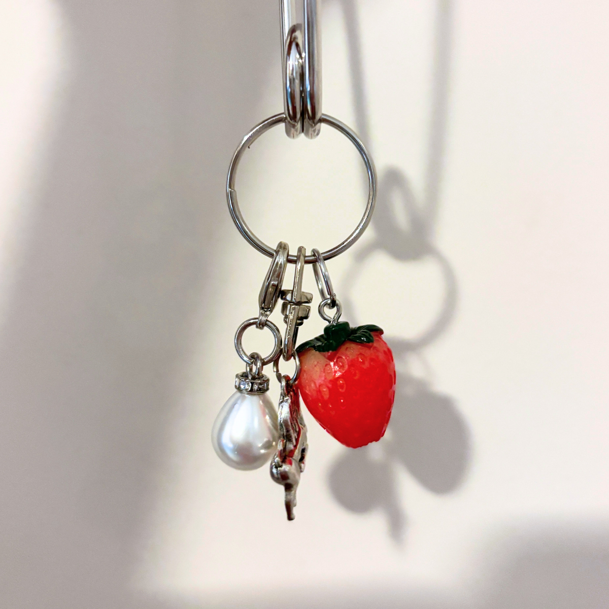 Charmed Safety Pin Hair Clip | Strawberry Pearl | 5" Silver | Handmade