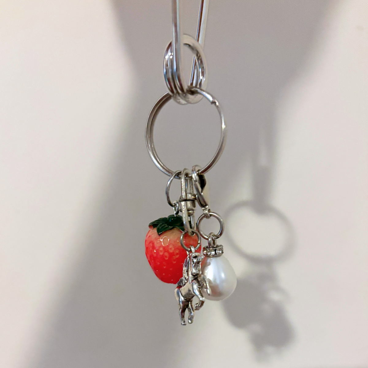 Charmed Safety Pin Hair Clip | Strawberry Pearl | 5" Silver | Handmade