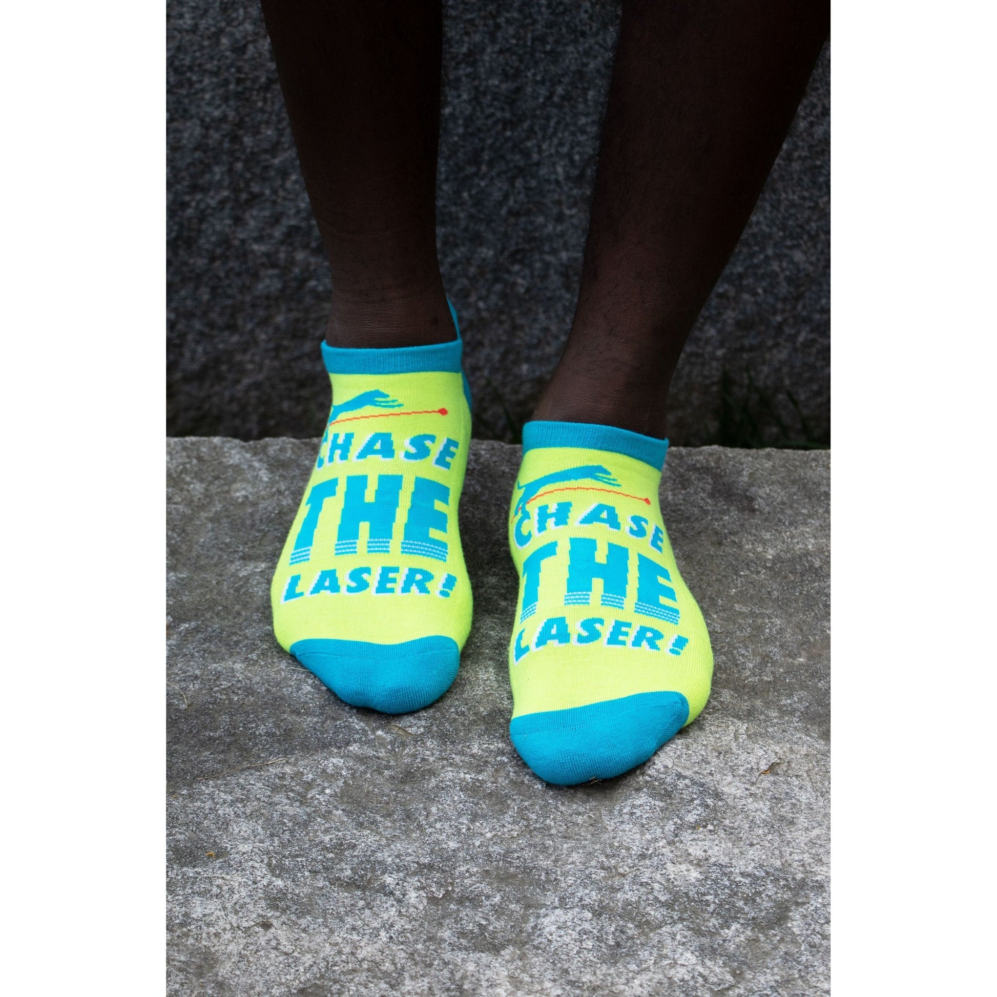 Chase The Laser Cat Men's or Unisex Sneaker Socks [2 Size Options] | BlueQ at GetBullish